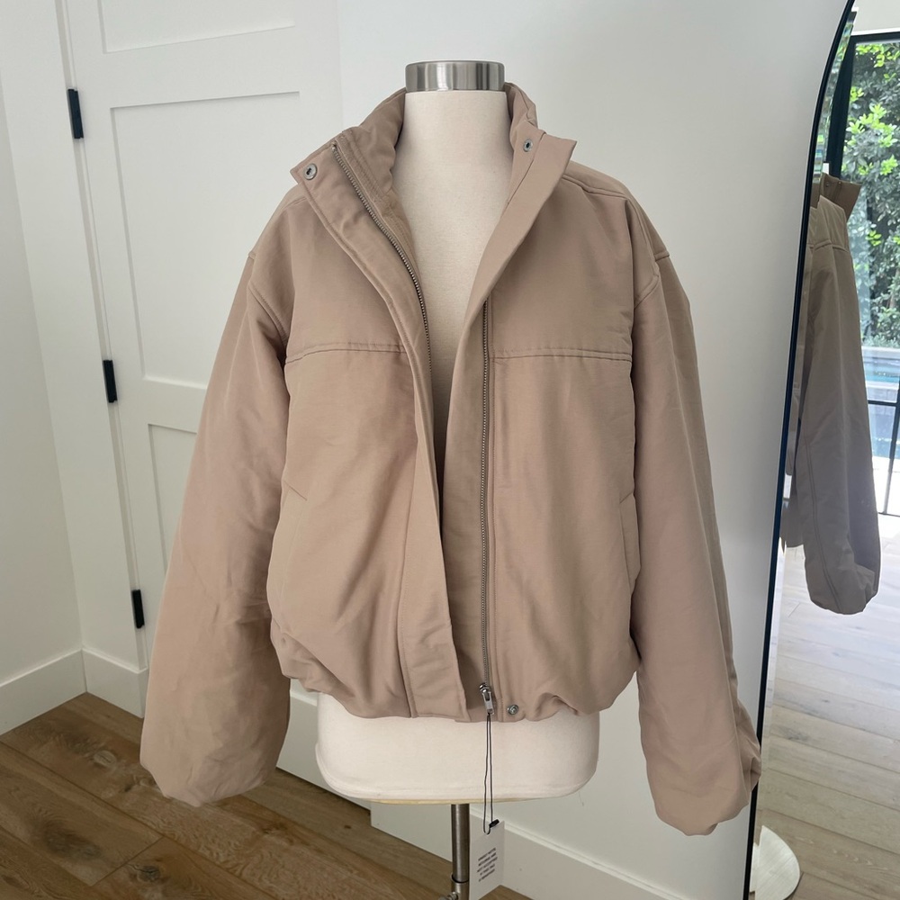 Lovers + Friends Tan Cropped Puffer Jacket